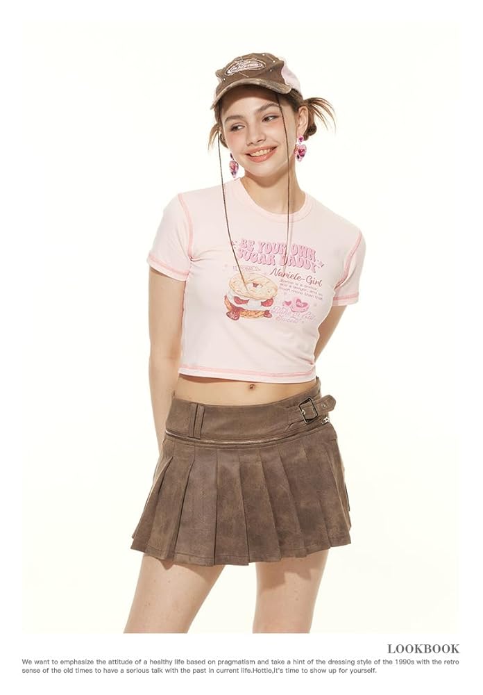 Y2K Graphic Baby Tees for Women Cute Summer Short Sleeve T